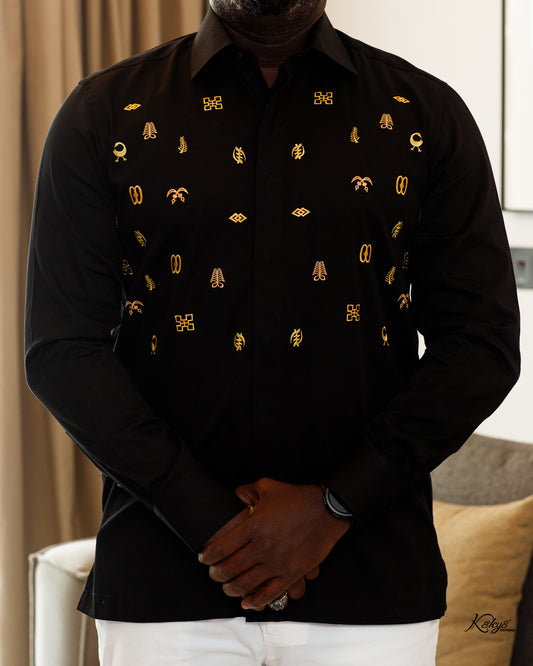 ADINKRA BLACK GOLD ON CHEST